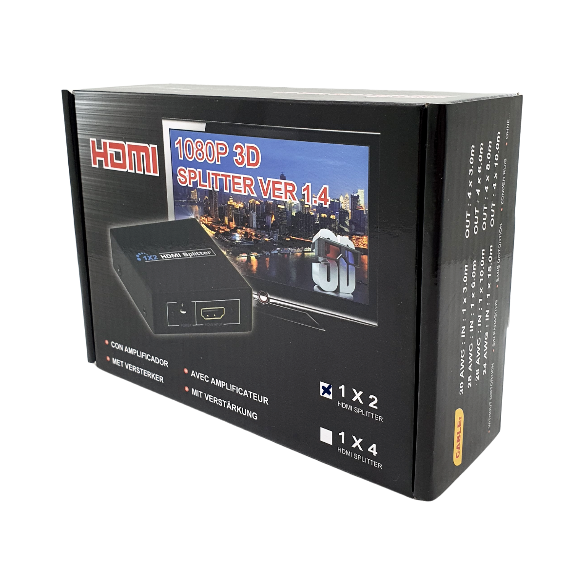 SPLITTER SWITCH HDMI V1.3 1 ENTRADA-2 SALIDAS CON ALIMENTACIÓN Y CABLE 0,5  M 10.25.3502