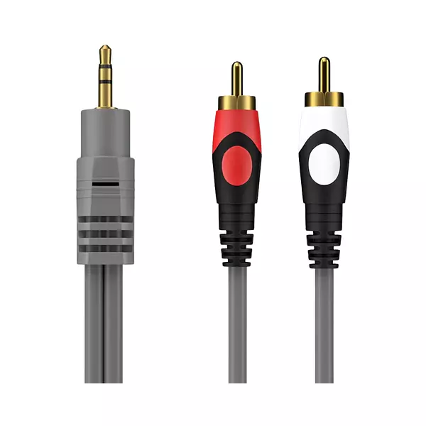 Cable De Audio Plug 3.5 Mm A 2 Rca En Color Gris