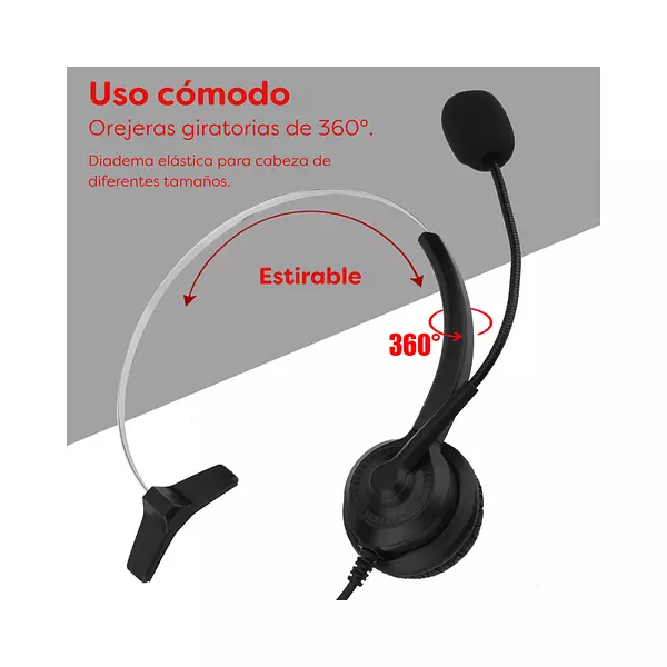 Auriculares Mono De Tráfico Tipo Callcenter 3.5 Mm