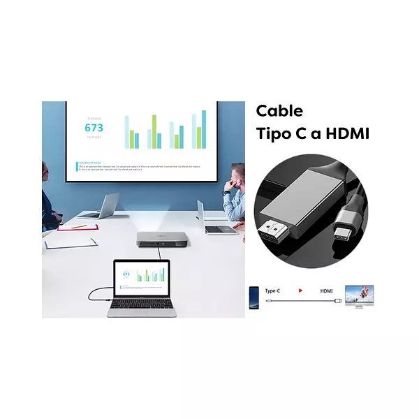 Cable Tipo C Usb 3.1 A 4k Hdmi Hd Tv Para Pc O Celular