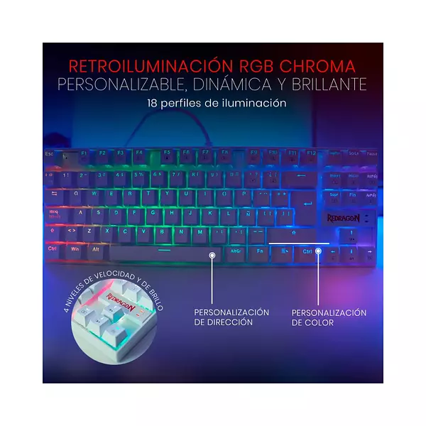 Teclado Gamer Redragon Kumara K552 Con Luces Rgb