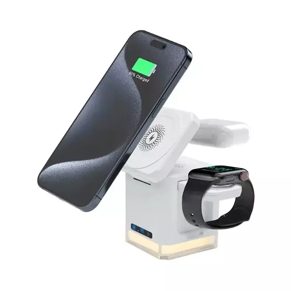 Cargador Inalámbrico Magnetico De Celular Con Lampara 3 En 1