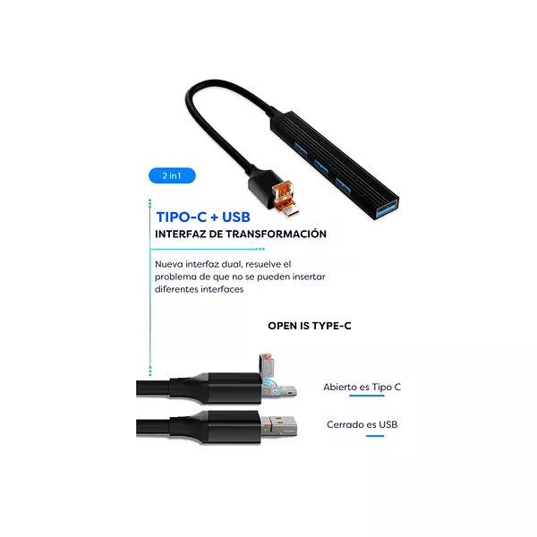 Hub 4 En 2 Usb A Tipo C