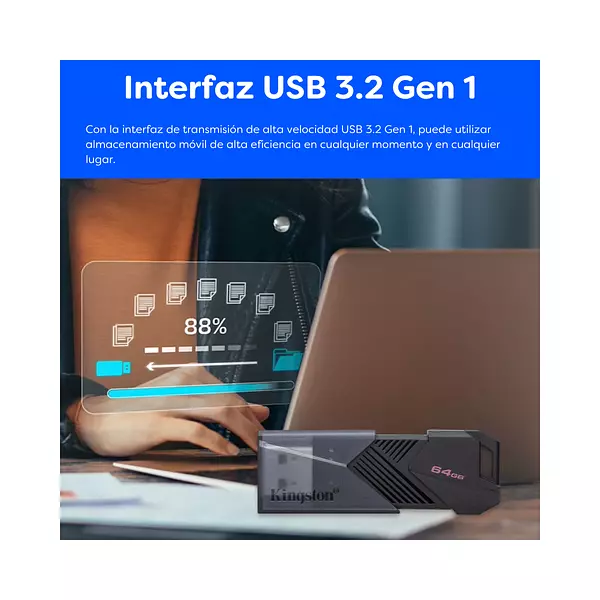 Memoria Usb Kingston 64gb 3.2 Gen 1 Data Travel Onyx