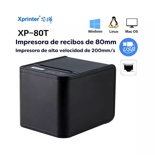 Impresora Térmica Pos Xp-T80t Con Usb +Red Papel 80mm