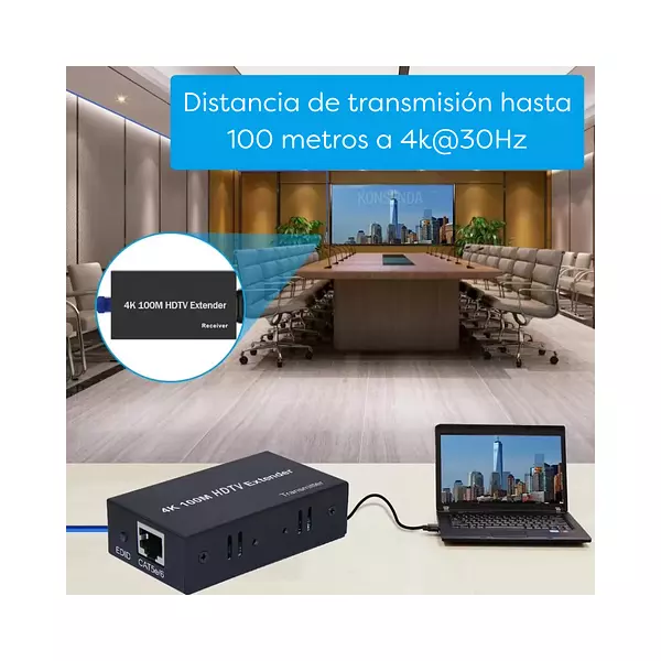 Extender Hdmi Rj 45 Cat5e 100 Metros 4k Hd