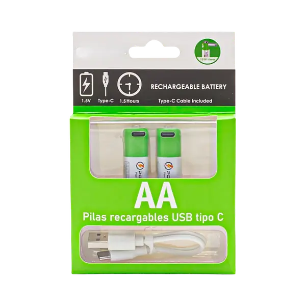Pilas Recargables Type C 2aa