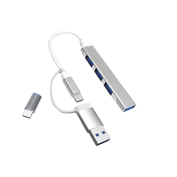 Hub 4 Puertos Usb 2.0 2 En 1 Type C+Usb