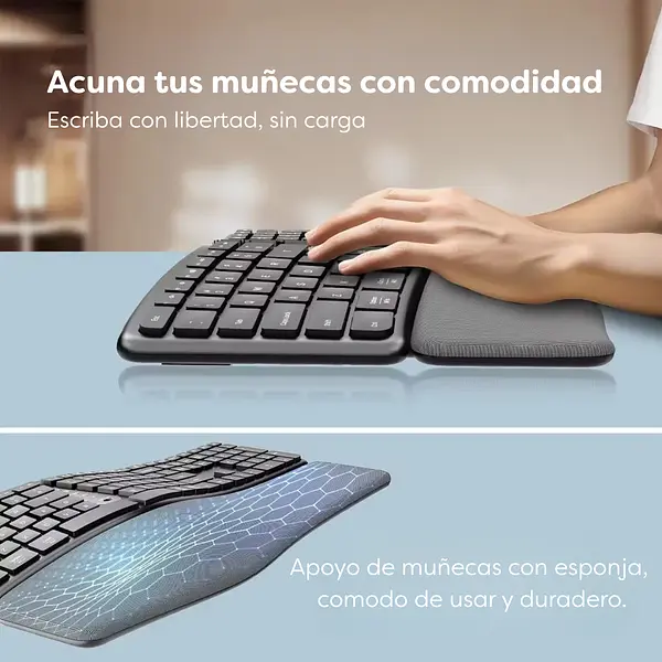 Teclado Ergonómico Inalámbrico T1b 2.4h + Bt