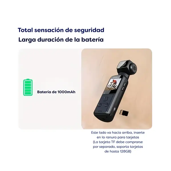 Cámara De Bolsillo Deportiva 4k, Rotación De 150 Grados.