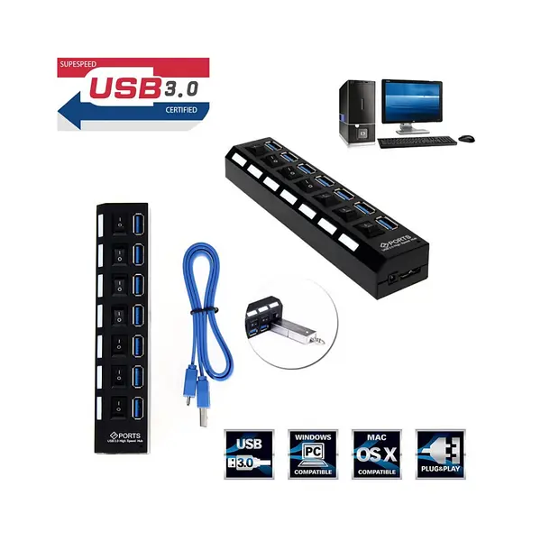 Hub Switch 7 Puertos 3.0 Y 2.0