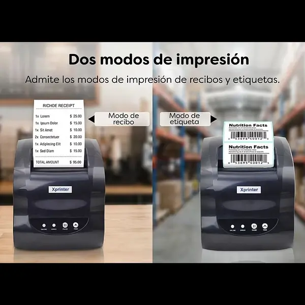 Impresora Código De Barras Y Factura Térmica Xp-365b Usb+Bt