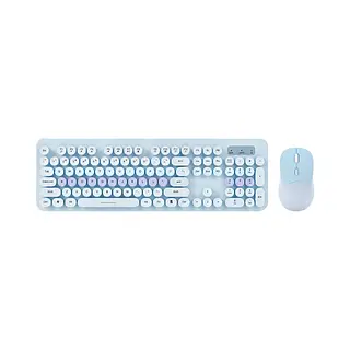 Combo Mouse Y Teclado Con Teclas Redondas Azul Inalámbrico