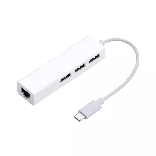 Adaptador Tipo C A Usb 3 Puertos + Lan Rj45