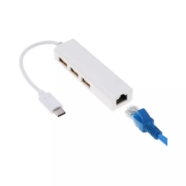 Adaptador Tipo C A Usb 3 Puertos + Lan Rj45