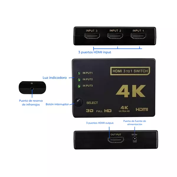 Switch Hdmi 3/1 4k Ultra Hd 301 Con Control