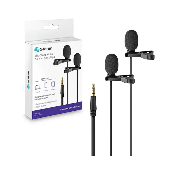 Micrófono Doble De Solapa Con Plug 3,5 Mm