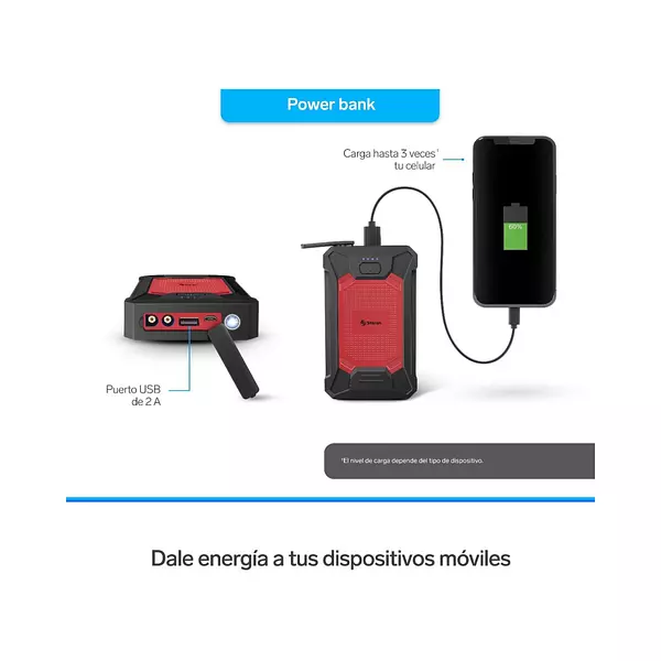 Arrancador Para Auto Compacto, Power Bank Y Linterna Led