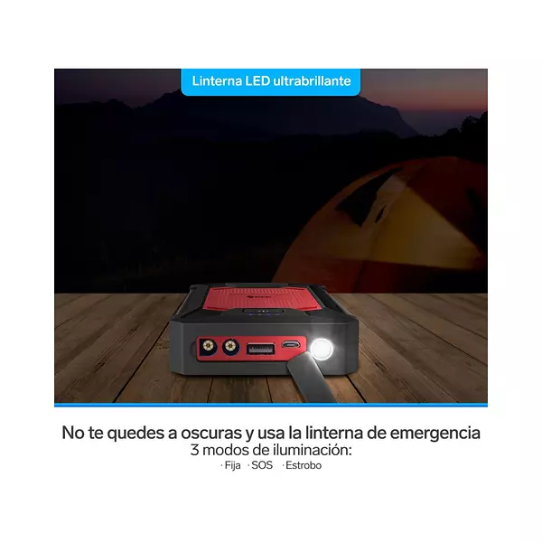 Arrancador Para Auto Compacto, Power Bank Y Linterna Led