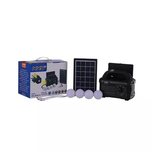 Parlante Nns Ns90ls Panel Solar + 4 Bombillos + 2 Lintenas