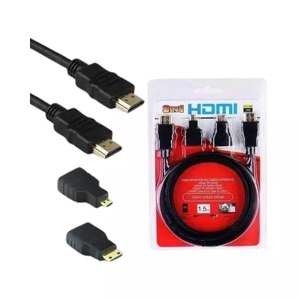 Hdmi 1.5 Metros 3 En 1 Mini Hdmi + Micro Hdmi