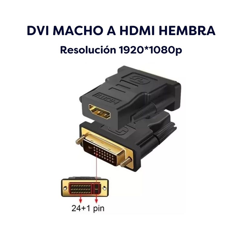 Adaptador DVI-D macho (24+1 pin) a HDMI Hembra para HD TV monitor